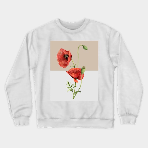 Modern Red Poppies Crewneck Sweatshirt by She Gets Creative